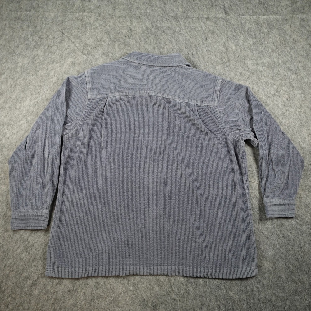 LL Bean Top Women Large Blue Corduroy Button Front Long Sleeve Cotton Shacket - Picture 7 of 11